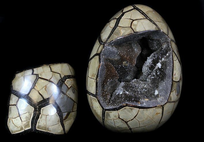 Septarian Dragon Egg Geode With Removable Section #33505